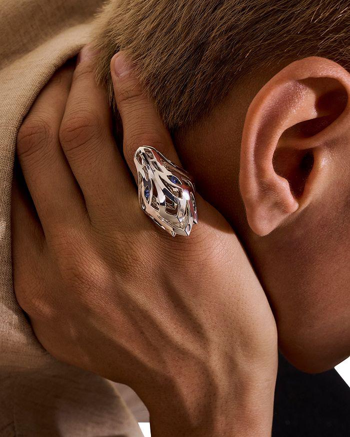 John Hardy Sterling Silver Blue Sapphire Sapphire Naga Saddle Ring