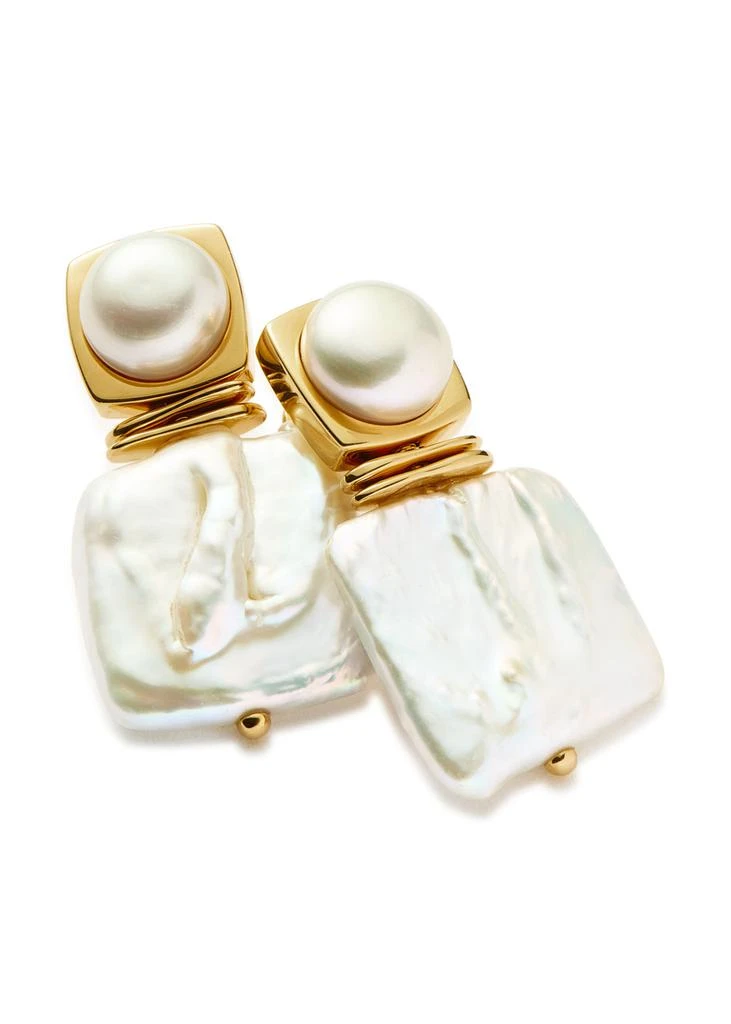 Missoma Square Pearl Statement stud earrings 3