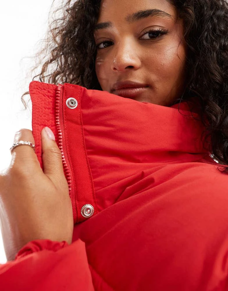 Pull&Bear Pull&Bear padded puffer jacket in deep red 4