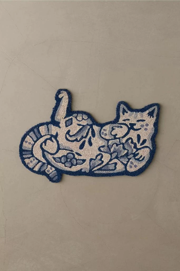 Urban Outfitters Delft Cat Shaped Coir Doormat