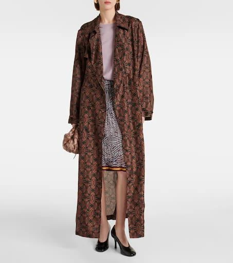 Dries Van Noten Printed silk satin trench coat 2