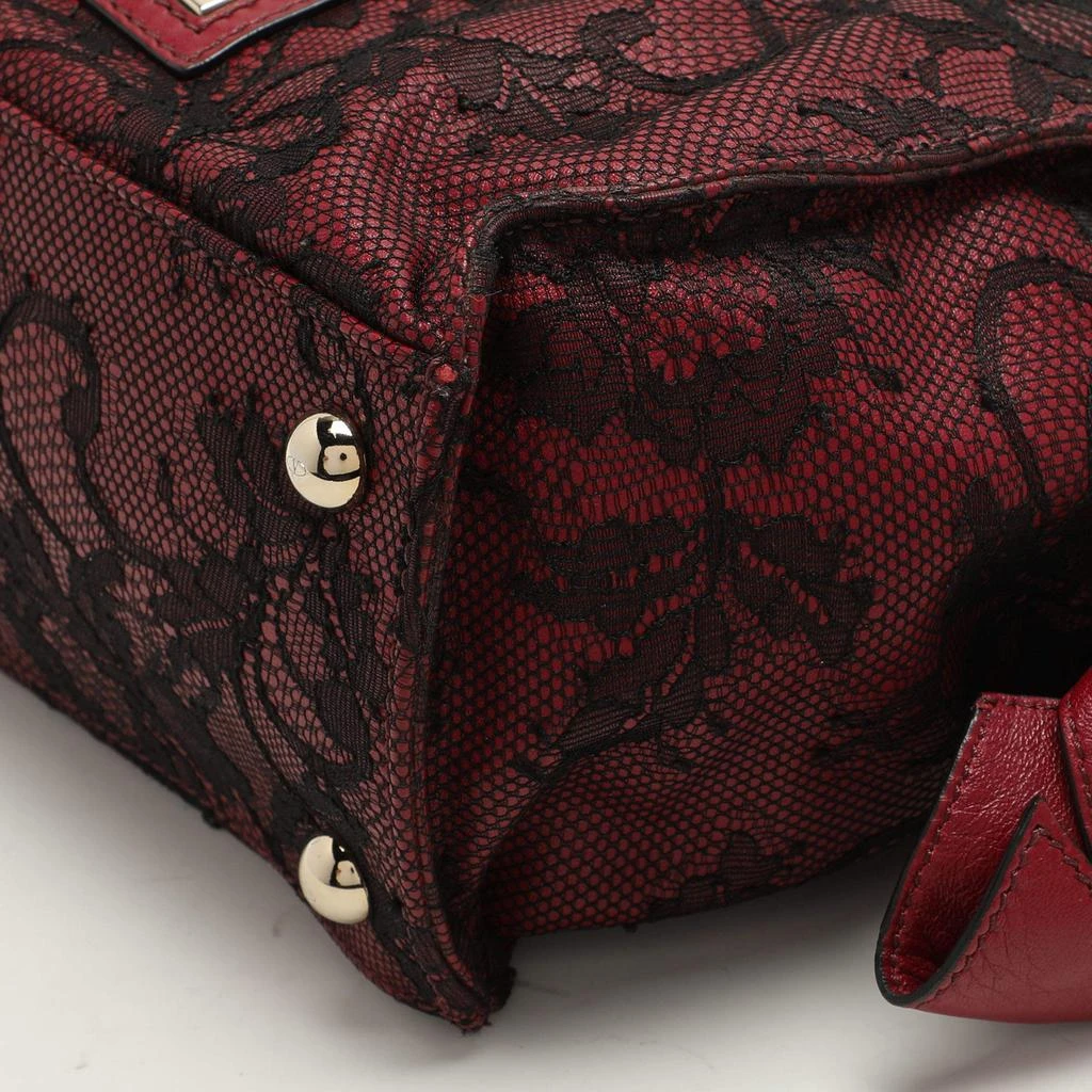 Valentino Valentino Dark Red/Black Leather and Lace Bow Tote 13
