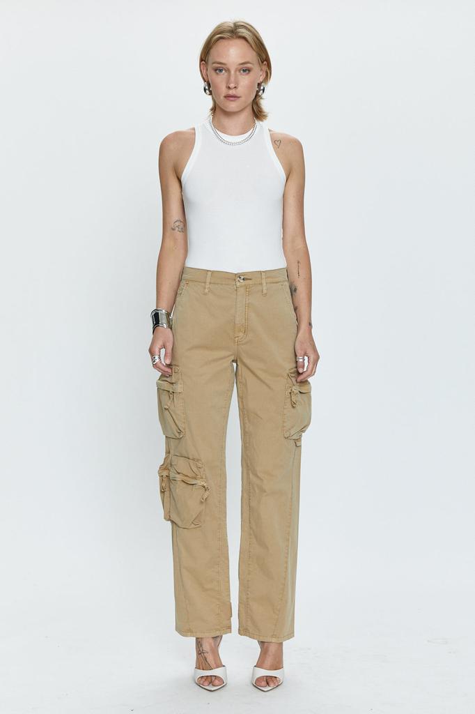 Pistola Denim Bobbie Mid Rise Loose Straight Cargo - Coconut