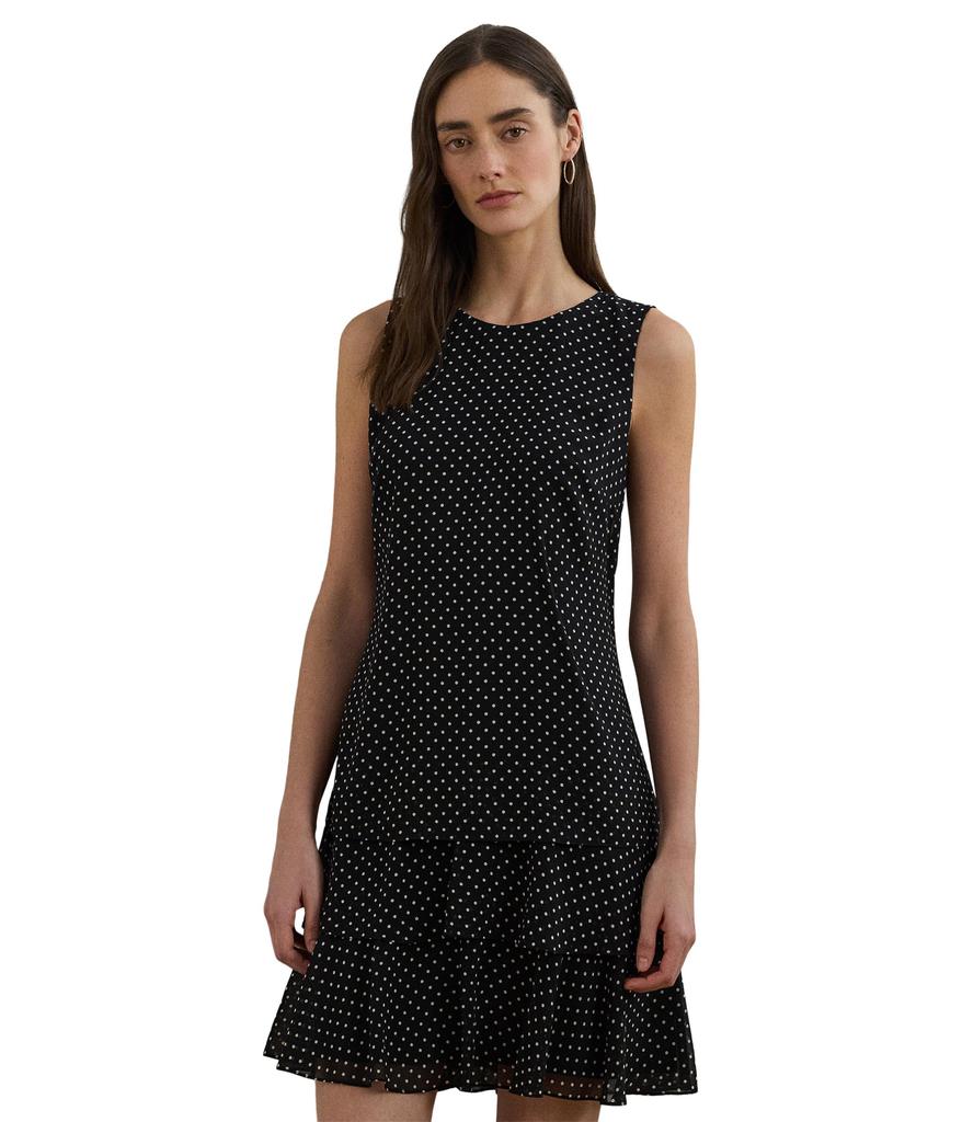 Ralph Lauren Polka Dot Crinkle Georgette Shift Dress