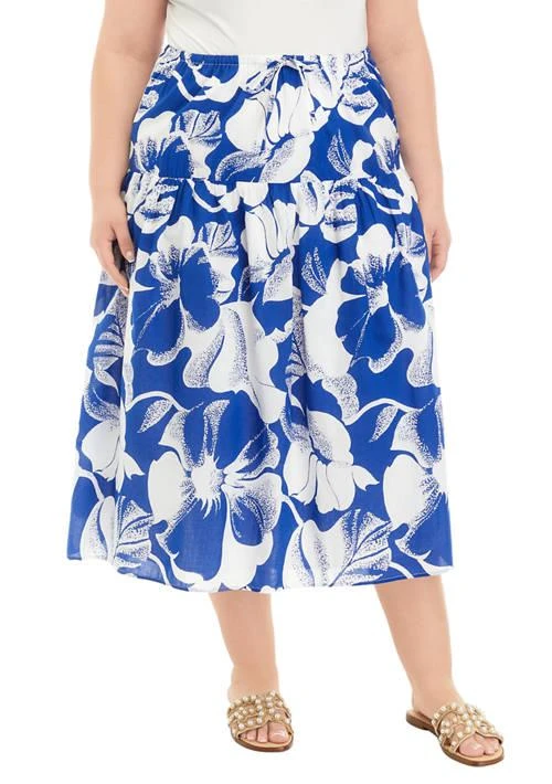 Wonderly Plus Size Tie Waist Midi Skirt 1