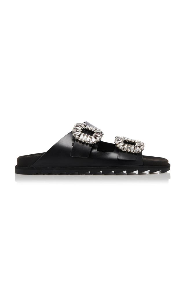 サンダル・ミュール Roger Vivier Buckle slides ROGER VIVIER Purple Leather Slidy Viv' Strass Buckle Mules