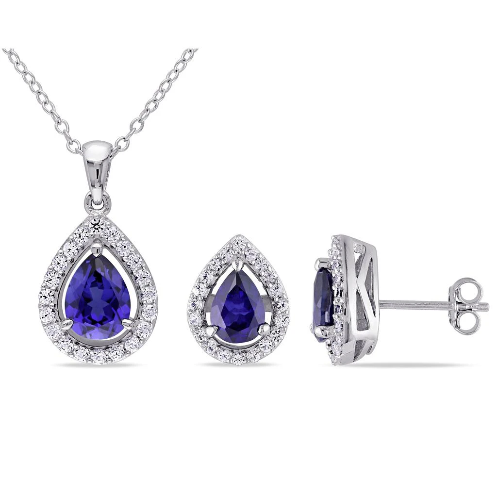 Mimi 
Max 4 7/8ct TGW Created Blue and Created White Sapphire Necklace and Earrings Set Sterling Silver