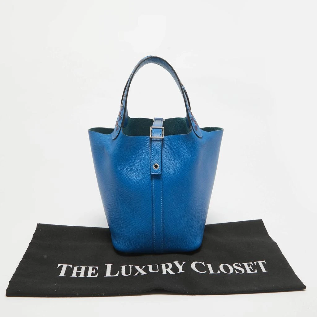 Hermes Hermes Bleu Zellige/Bleu Encre/Rouge Epsom Leather Picotin Lock Tressage 18 Bag 10