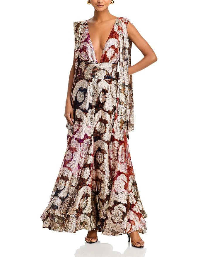 Farm Rio Metallic Plunging Neck Gown 1