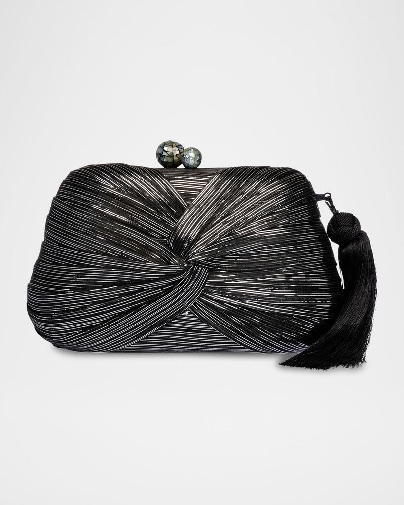 Rafe Rosie Twisted Metallic Straw Clutch Bag