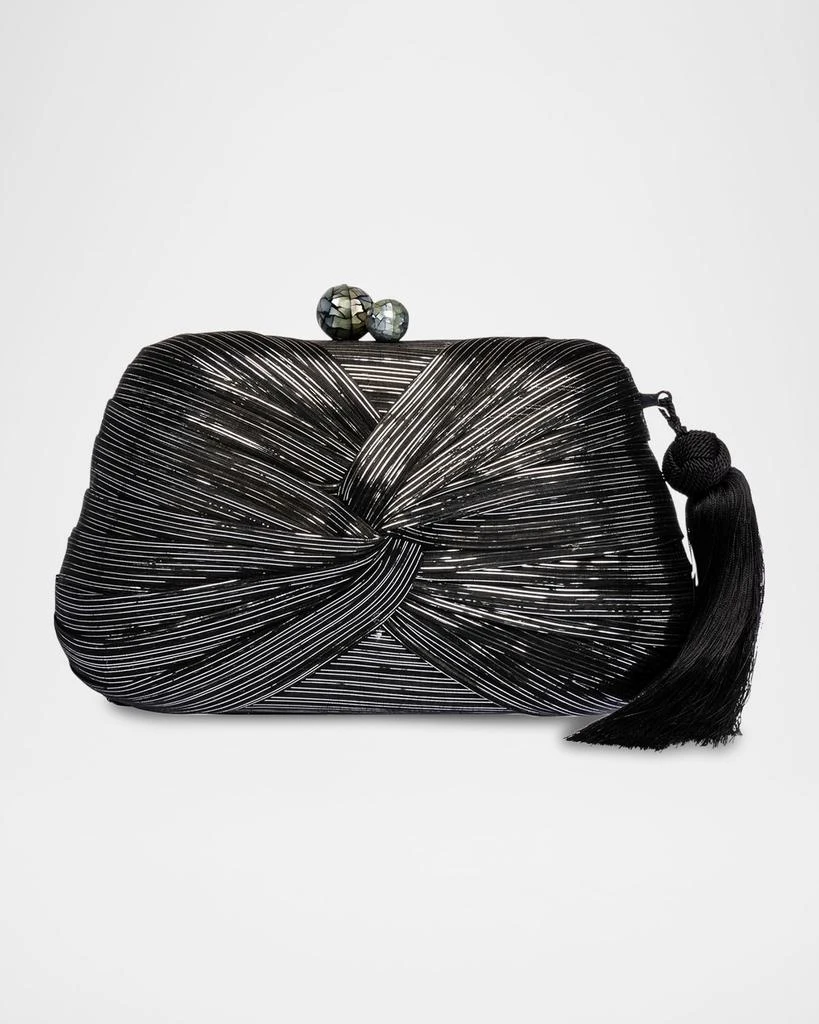 Rafe Rosie Twisted Metallic Straw Clutch Bag 1