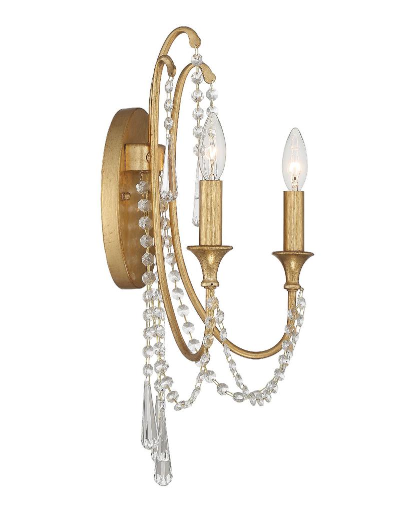 Crystorama Arcadia 2-Light Antique Silver Wall Sconce
