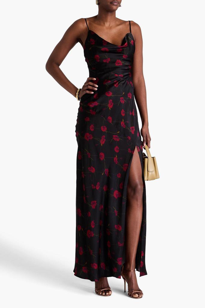 NICHOLAS Draped floral-print silk-blend satin gown