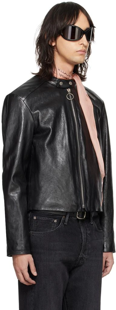 Acne Studios Black Band Collar Leather Jacket 2