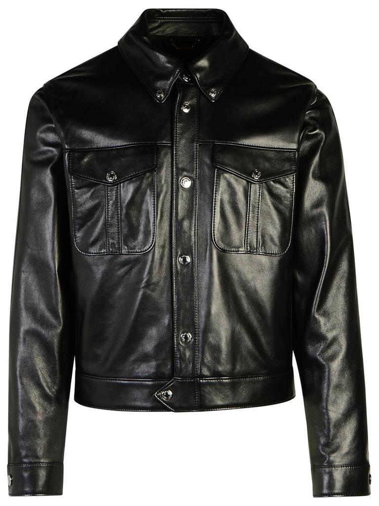 Black Stand Collar Leather Jacket – On Sale Now with Up to