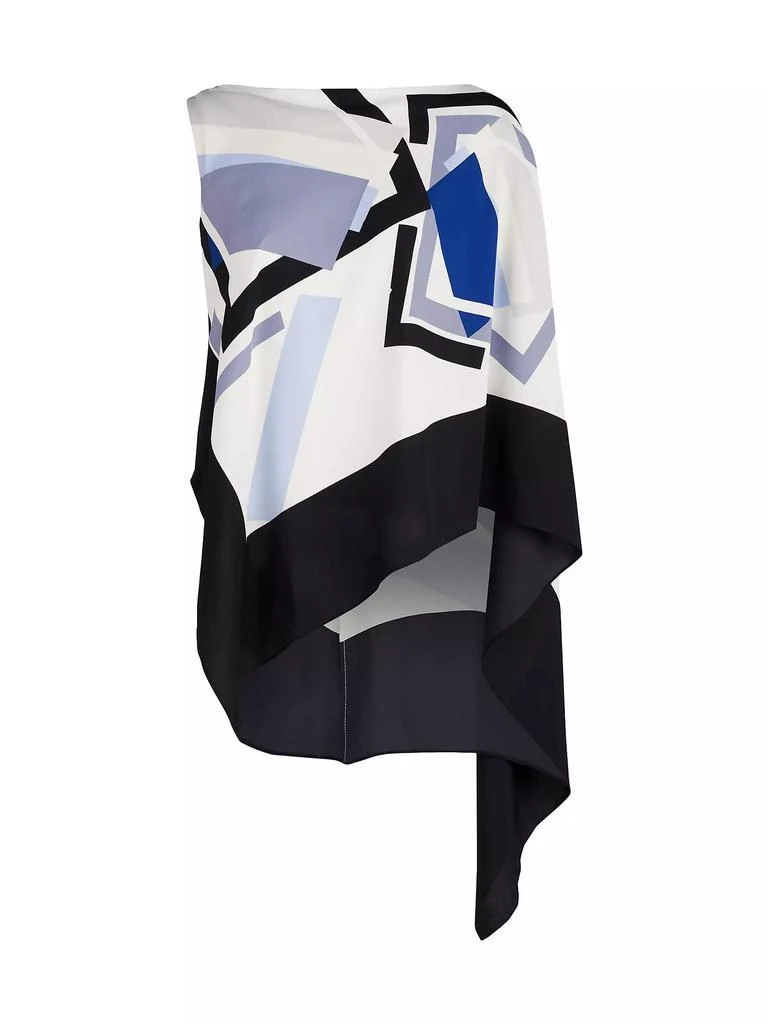 Halston Maggie Crepe-De-Chine Geometric Draped Top 1