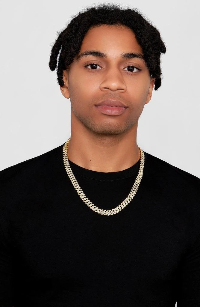 ADORNIA Men
s Pavé Cubic Zirconia 10mm Curb Chain Necklace 2