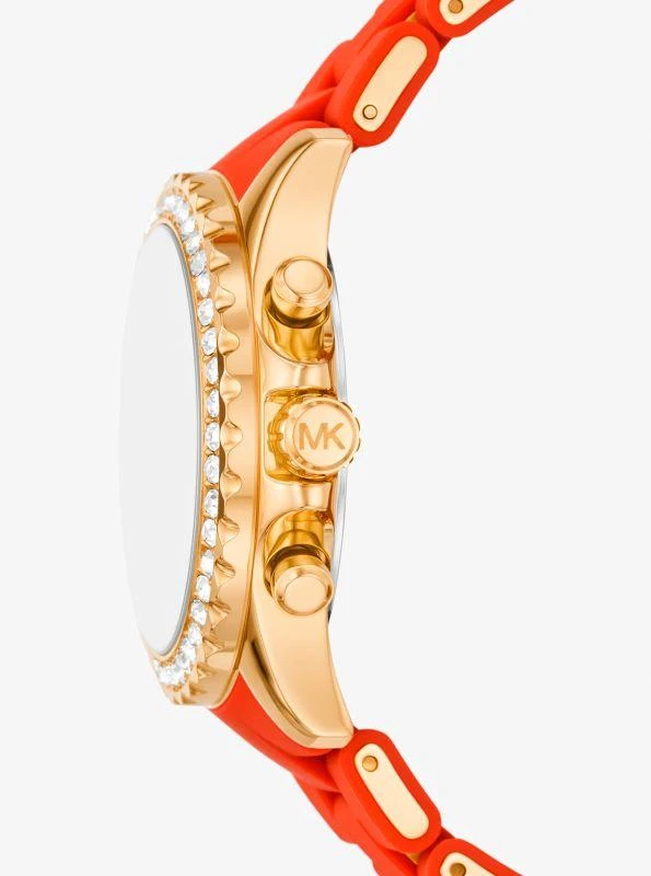 Michael Kors Oversized Everest Pavé Gold-Tone and Silicone Watch 2