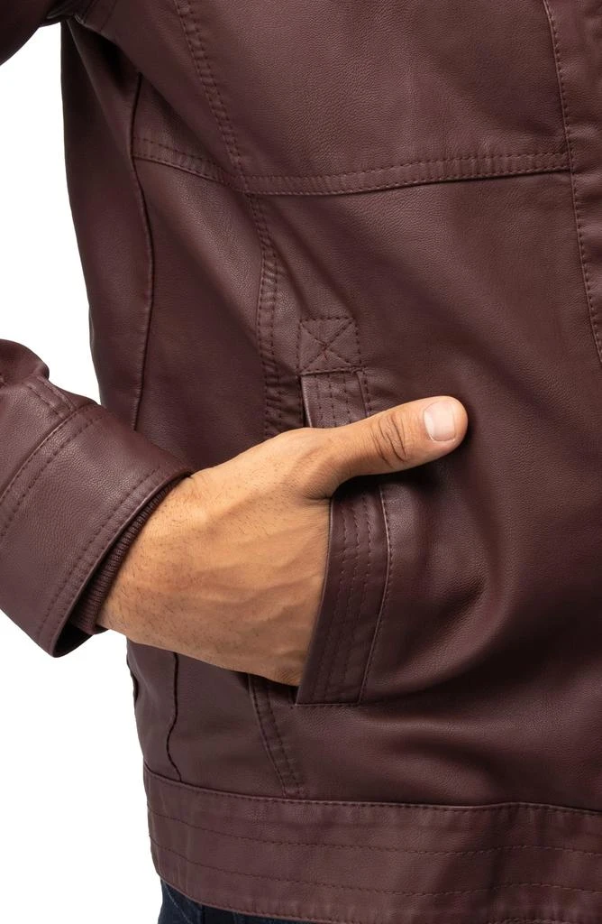 XRAY Faux Leather Hooded Moto Jacket with Faux Fur Lining 4