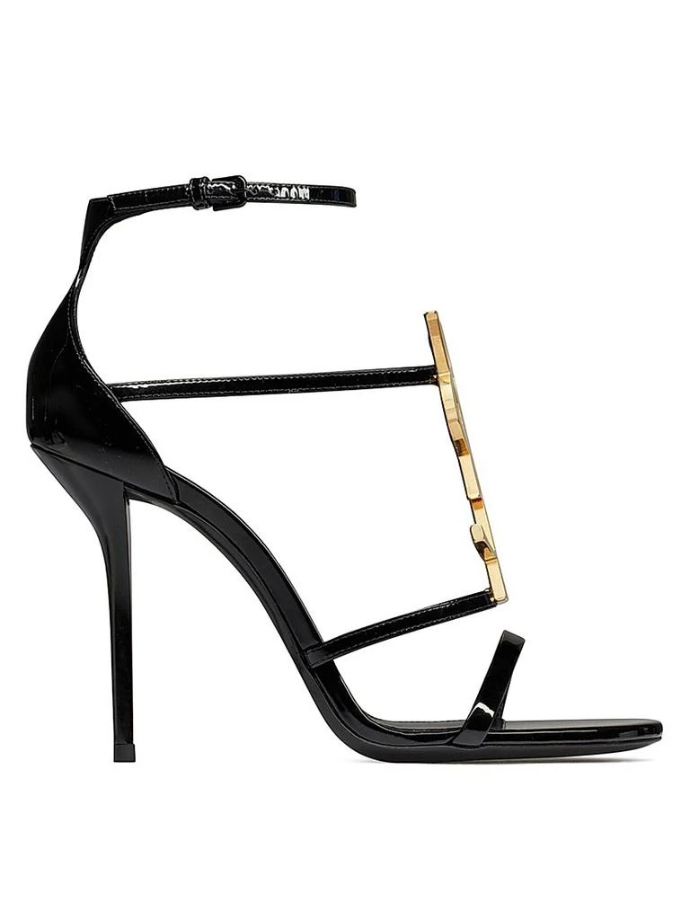 Yves Saint Laurent Cassandra Sandals In Patent Leather With Gold-tone Monogram 1