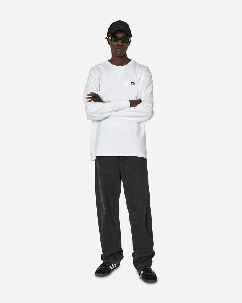 BEN DAVIS Heavy Duty Classic Label Pocket Longsleeve T-Shirt White 4