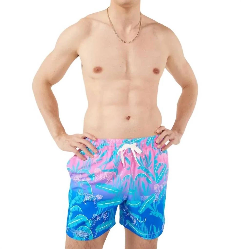 Chubbies Hydrofoils Swim Trunk In Pink/blue Jungle 1