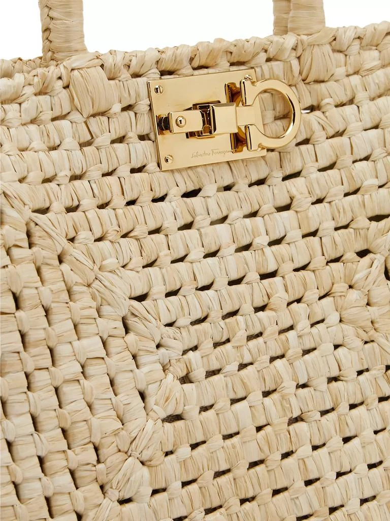 Salvatore Ferragamo Studio Small Basket Raffia Top Handle Bag 6