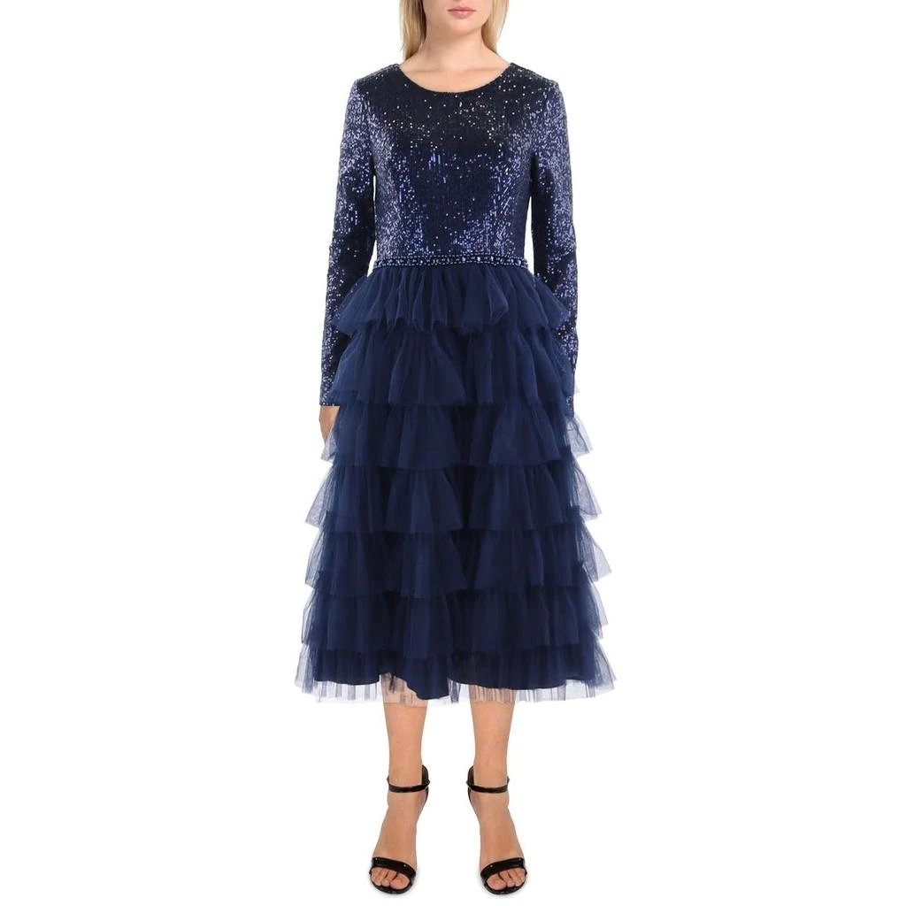 Ieena for Mac Duggal Womens Tiered Long Evening Dress 1