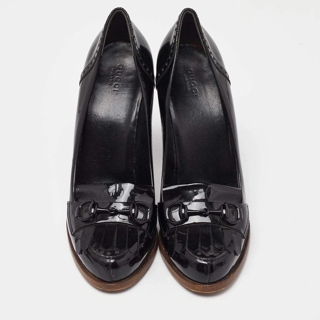 Gucci Gucci Black Brogue Patent Leather Horsebit Fringe Detail Loafer Pumps Size 40.5 3