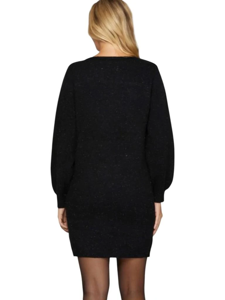 SHE + SKY Metallic Bow Tie Sweater Dress In Black 2
