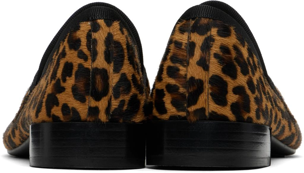 Repetto Tan & Black Michael Animal Print Rubber Sole Loafers 2
