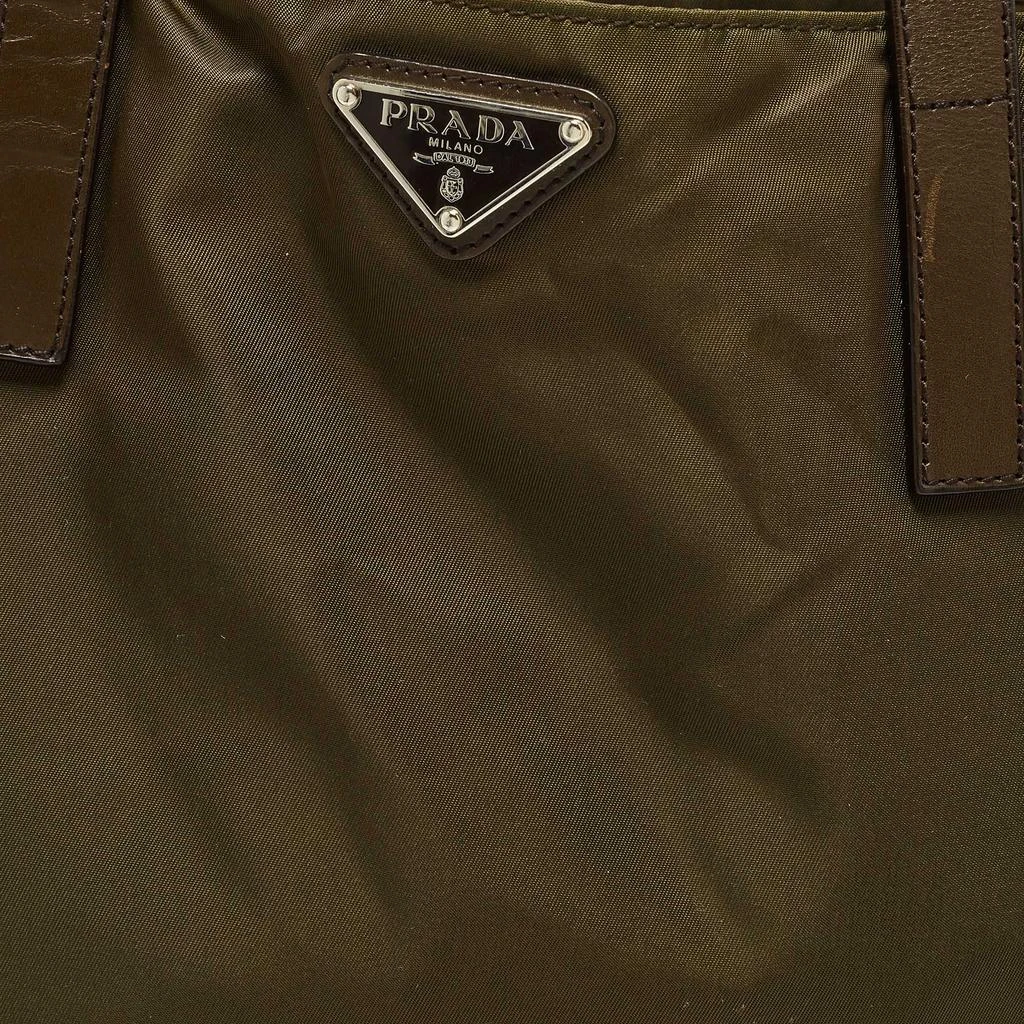 Prada Prada Olive Green Nylon and Leather Shopper Tote 6