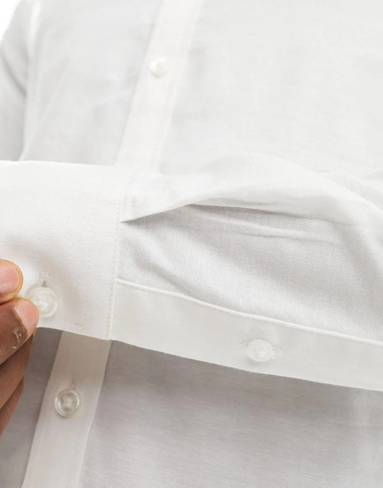 New Look New Look long sleeve muscle fit shirt in white 2