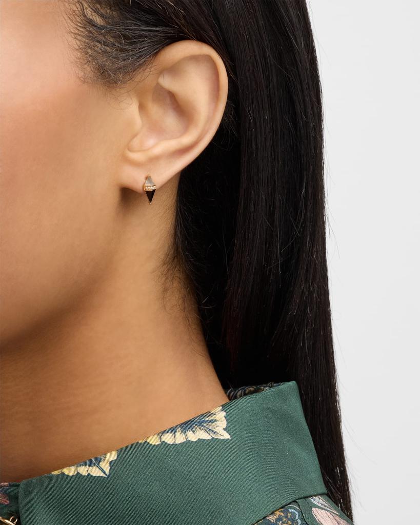 Sorellina 18K Yellow Gold Earrings with Grey Moonstone, Black Onyx and GH-SI Diamonds, 12x5mm