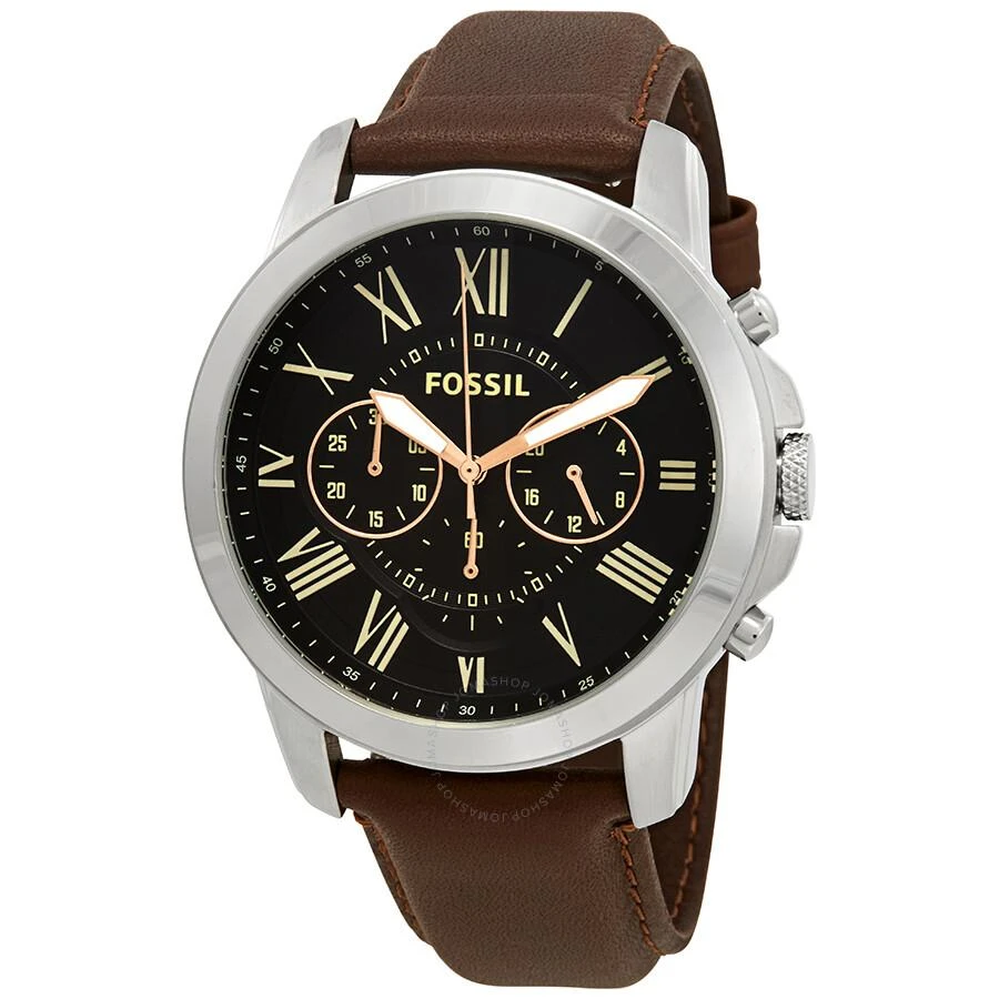 Fossil Grant Chronograph Black Dial Brown Leather Men's Watch FS4813 1