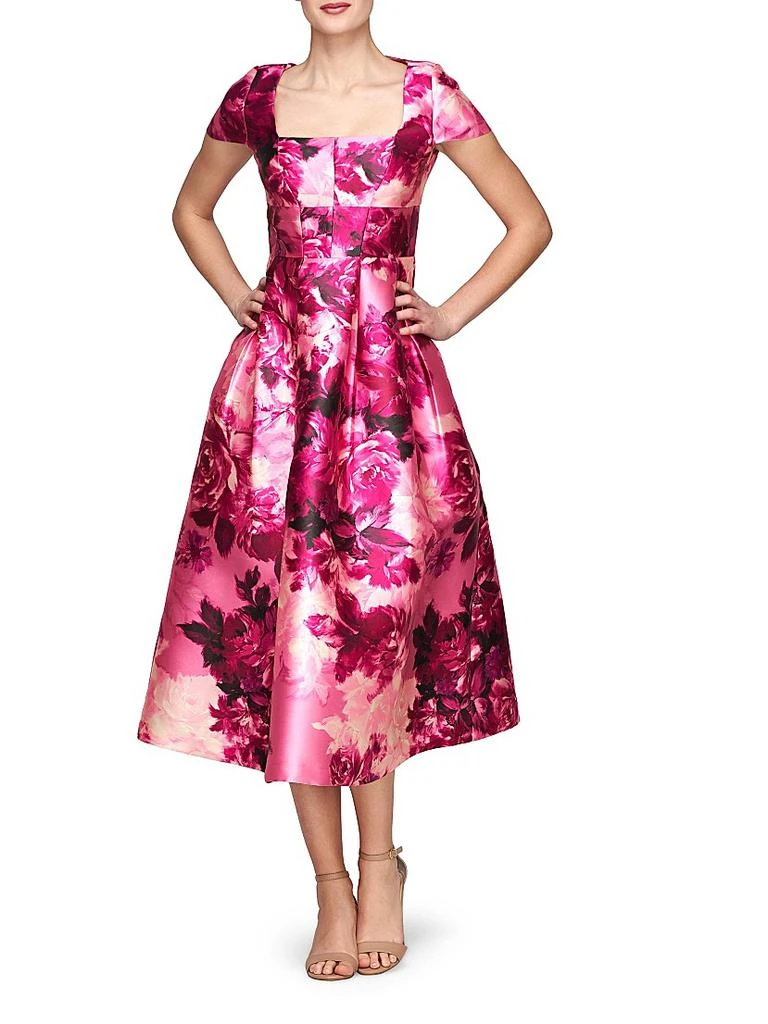 Kay Unger Tierney Floral Tea-Length Dress 4