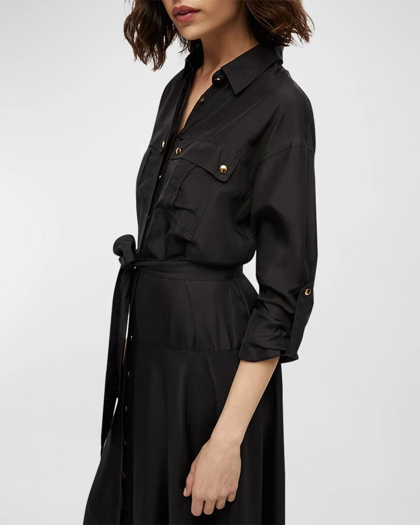 VERONICA BEARD Camille Belted Silk Shirtdress 8