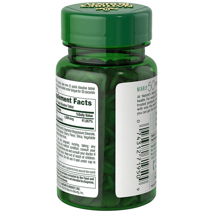 Nature's Bounty Vitamin B-12 Methylcobalamin Tablets, 1000 mcg
