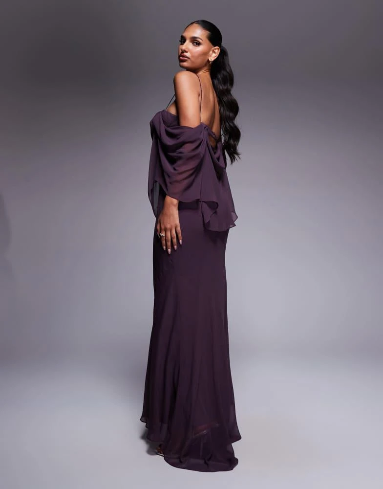 knee length dresses for ladies Lilac Double Layered Dress for Women