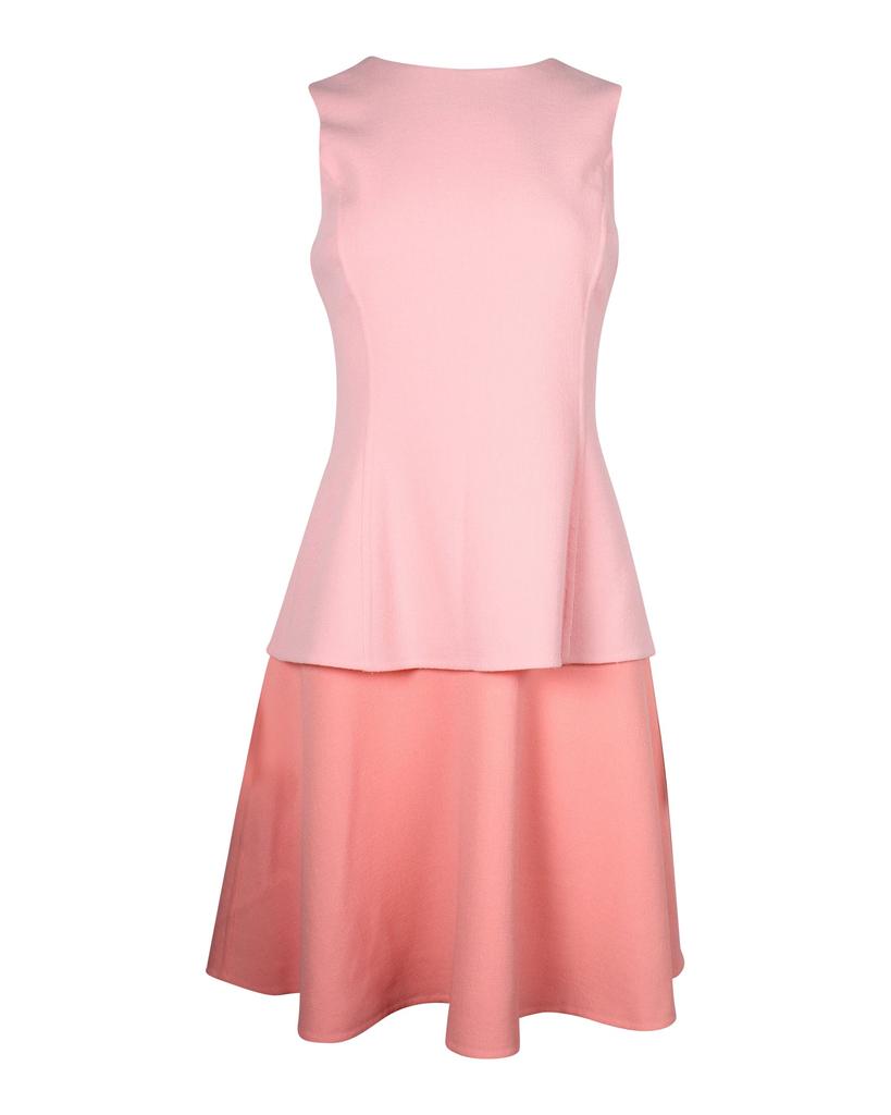 Oscar de la Renta Oscar De La Renta Color-Block Tiered Dress in Pink Lana Vergine