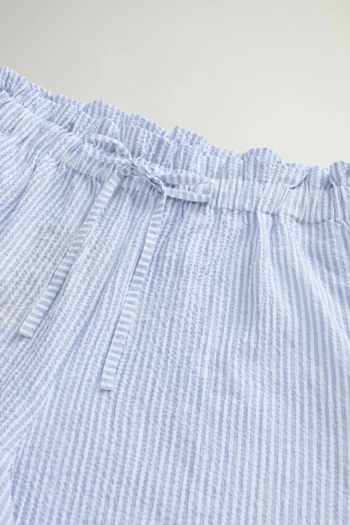 Woolrich Seersucker Cotton Shorts - Women - Blue 5