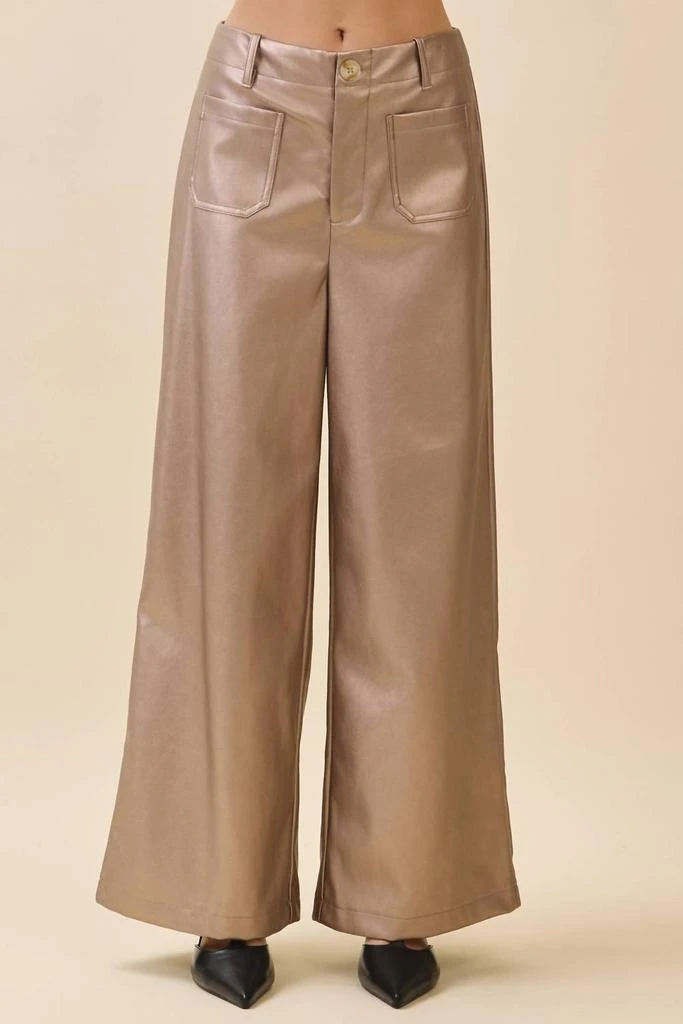 GeeGee X Lovelo Geegee X Lovelo - Metallic Wide-Leg Faux Leather Pants 2