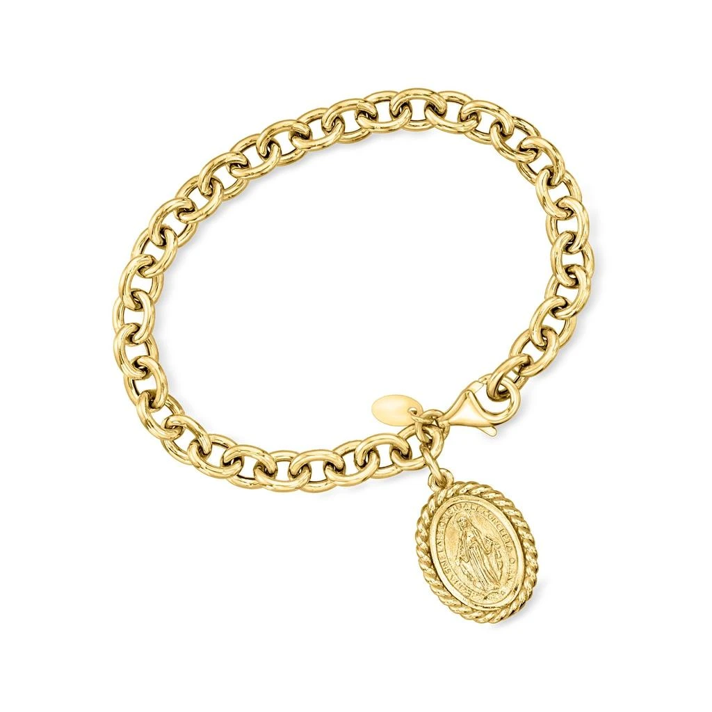 Ross-Simons Italian 18kt Gold Over Sterling Miraculous Medal Charm Bracelet 1