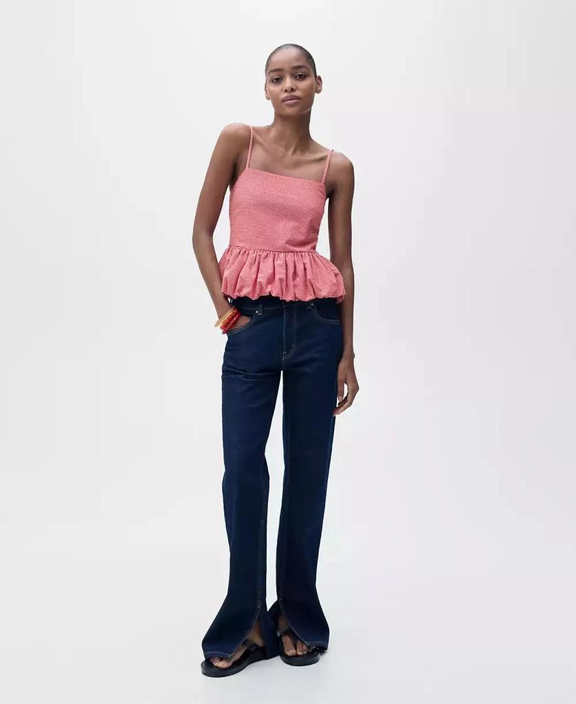 Mango Women's Ruffled Gingham-Check Top 4