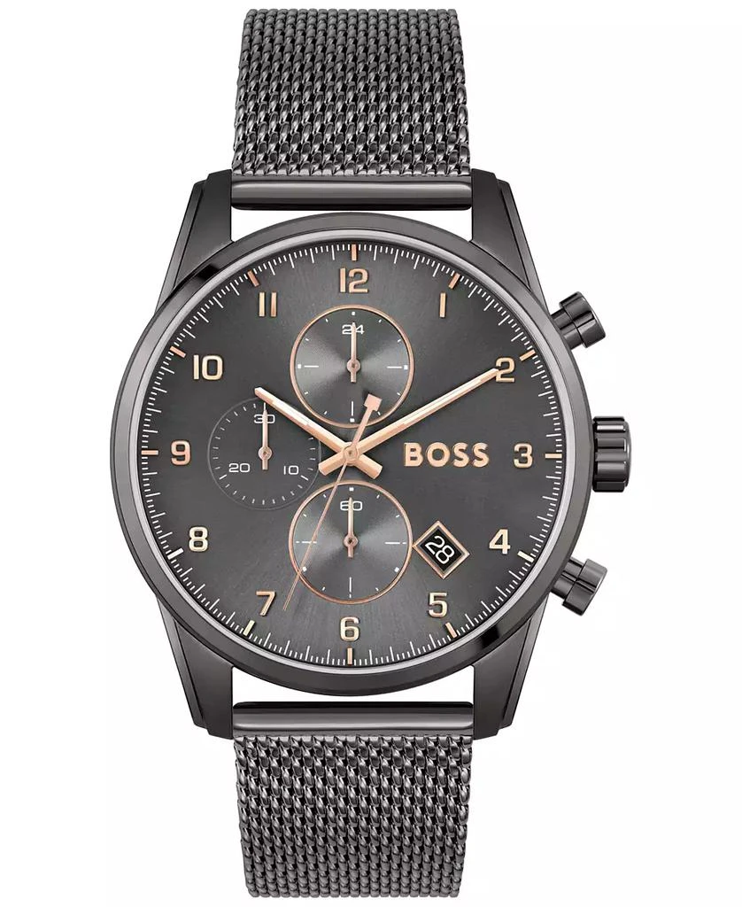 Hugo Boss Men's Skymaster Chronograph Gray Stainless Steel Mesh Bracelet Watch 44mm 1