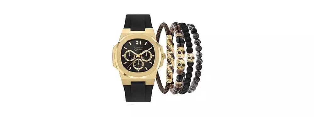 American Exchange Men's Quartz Black Silicone Strap Watch