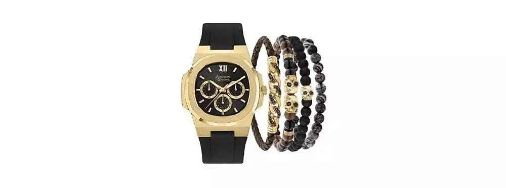 American Exchange Men's Quartz Black Silicone Strap Watch 1