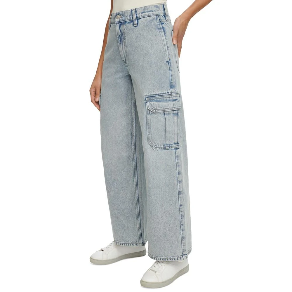 Calvin Klein Petite High-Rise Wide-Leg Cargo Jeans 3