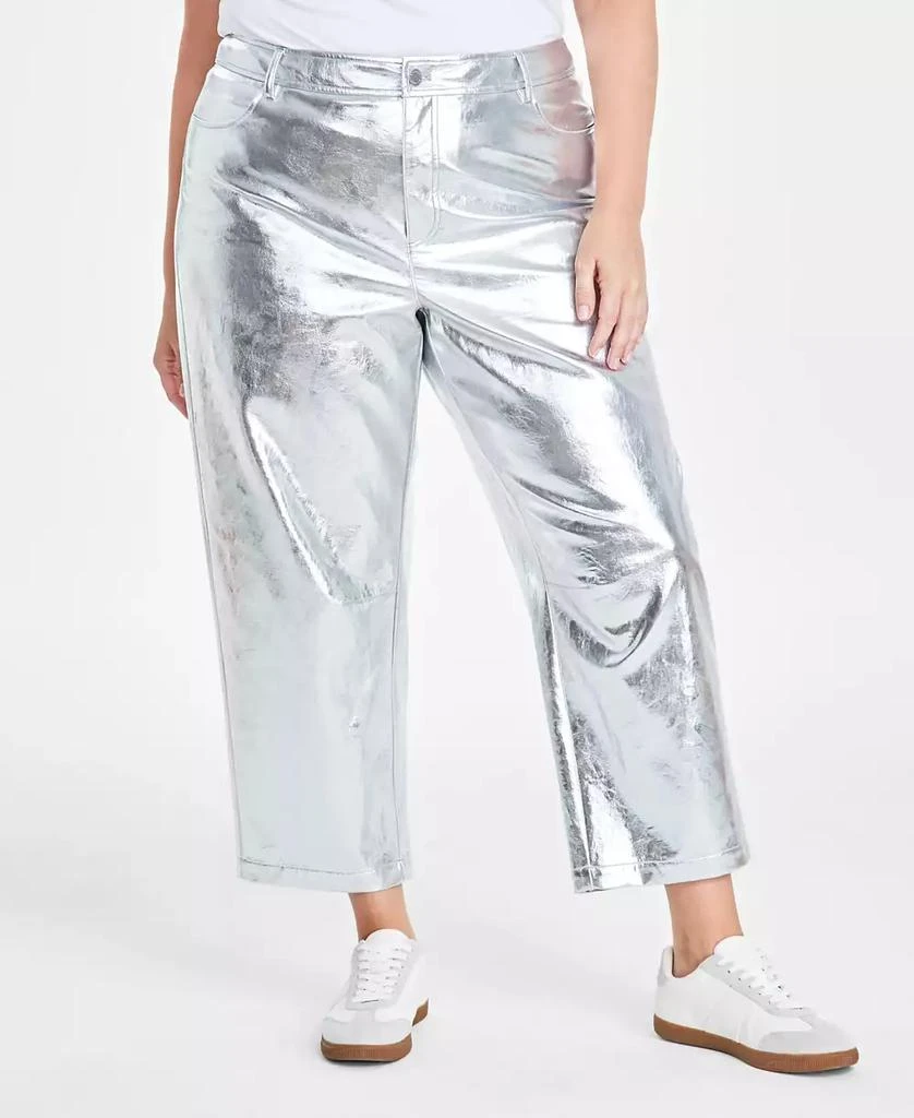 On 34th Trendy Plus Cropped Straight-Leg Metallic Pants, Created for Macy's 3