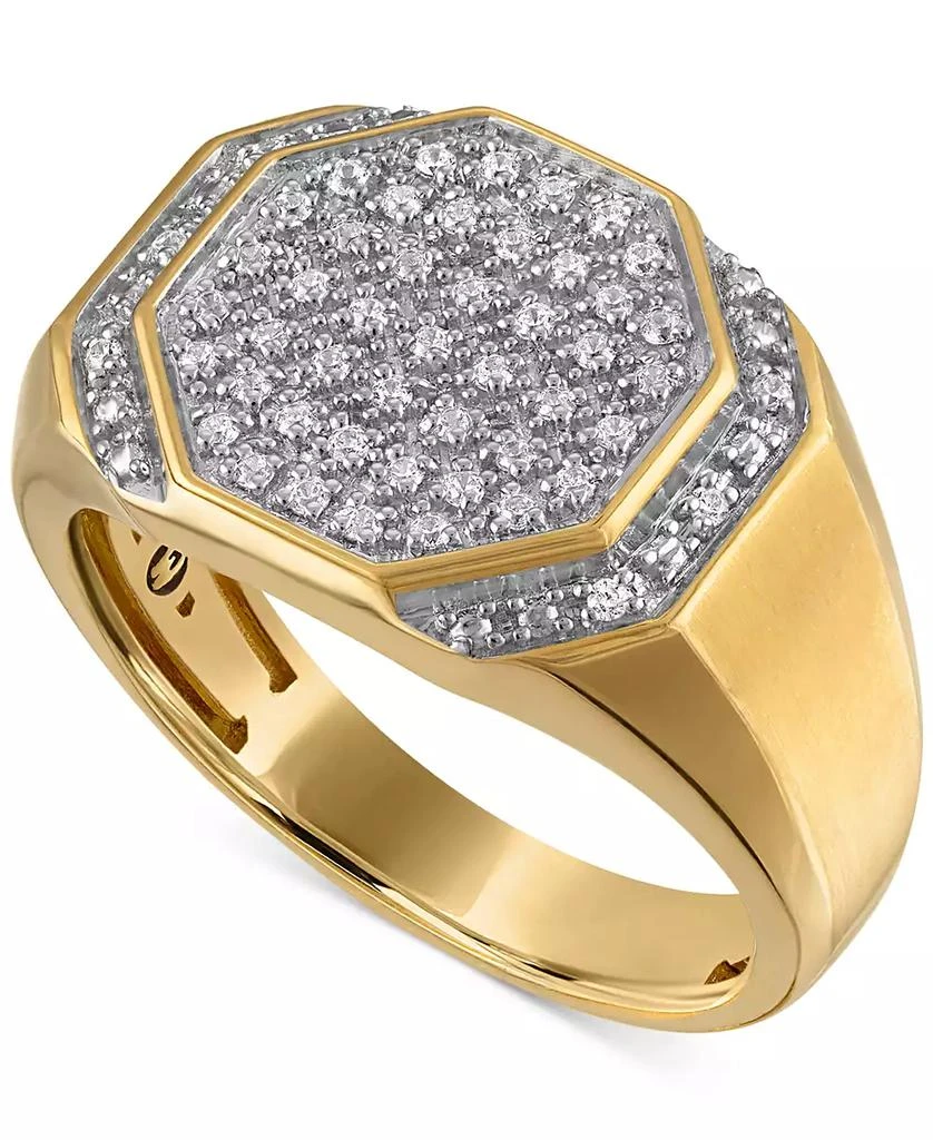 Macy
s Esquire Men
s Jewelry Diamond Octagon Cluster Ring (1/4 ct. t.w.) in 10k Gold, Exclusively at Macy
s 1
